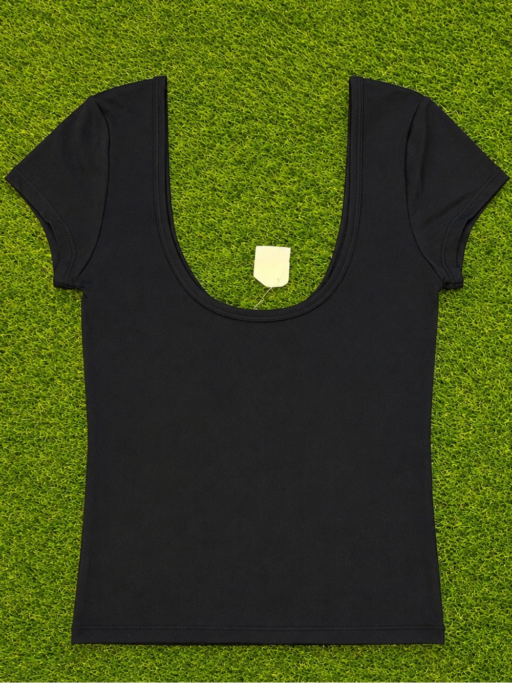 SWS Contour Black Scoop Neck Cap Sleeve Fitted Top XS